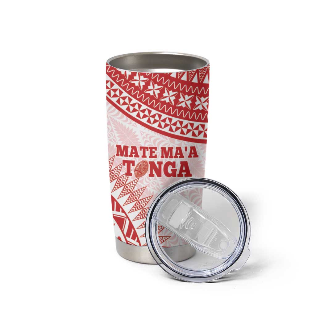 Personalised Tonga Mate Maa Tumbler Cup Go Champions Tongan Ngatu - White LT14 - Polynesian Pride