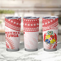 Personalised Tonga Mate Maa Tumbler Cup Go Champions Tongan Ngatu - White LT14 - Polynesian Pride