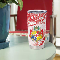 Personalised Tonga Mate Maa Tumbler Cup Go Champions Tongan Ngatu - White LT14 - Polynesian Pride