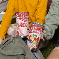 Personalised Tonga Mate Maa Tumbler Cup Go Champions Tongan Ngatu - White LT14 - Polynesian Pride