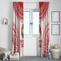 Custom Tonga Mate Maa Window Curtain Go Champions Tongan Ngatu - White LT14 - Polynesian Pride