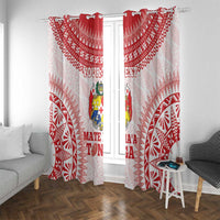 Custom Tonga Mate Maa Window Curtain Go Champions Tongan Ngatu - White LT14 With Grommets White - Polynesian Pride