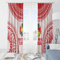 Custom Tonga Mate Maa Window Curtain Go Champions Tongan Ngatu - White LT14 - Polynesian Pride
