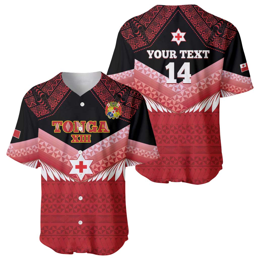 Custom Mate Maa Tonga XIII Baseball Jersey Tongan Kupesi Ngatu - Rugby Style LT14 - Polynesian Pride