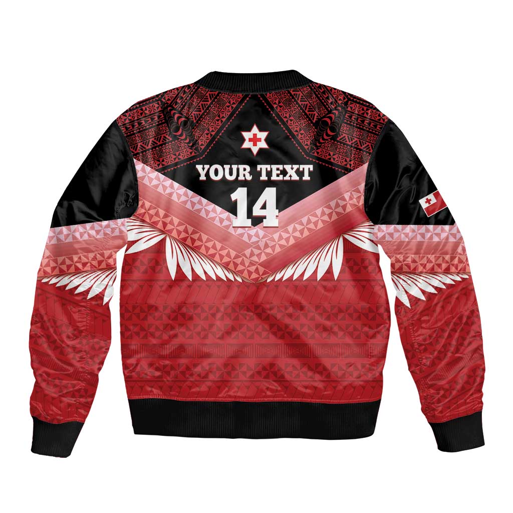 Custom Mate Maa Tonga XIII Bomber Jacket Tongan Kupesi Ngatu - Rugby Style LT14 - Polynesian Pride