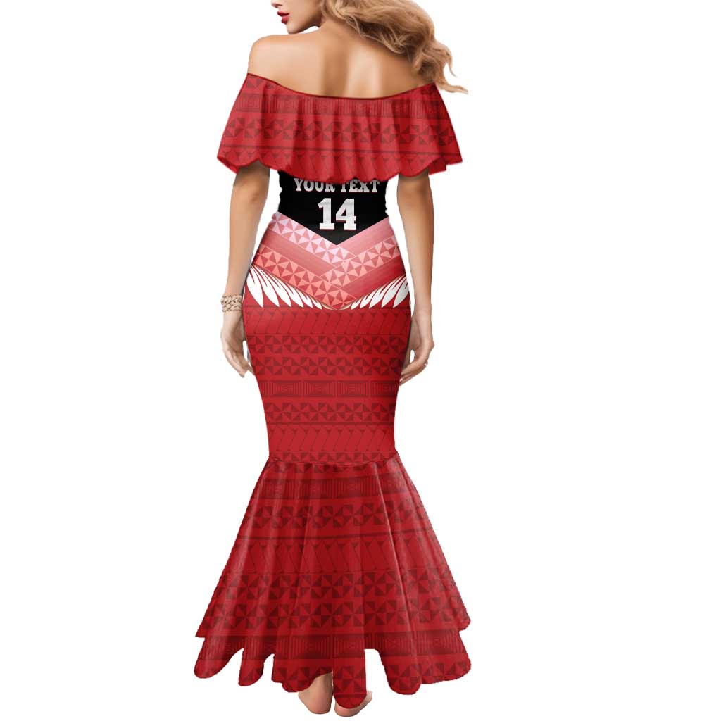 Custom Mate Maa Tonga XIII Mermaid Dress Tongan Kupesi Ngatu - Rugby Style LT14 - Polynesian Pride