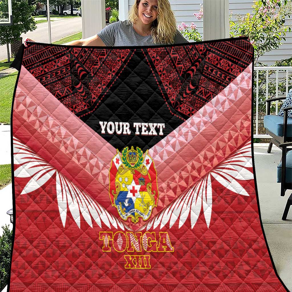 Custom Mate Maa Tonga XIII Quilt Tongan Kupesi Ngatu - Rugby Style LT14 Red - Polynesian Pride