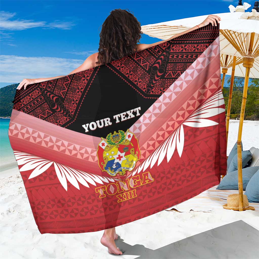Custom Mate Maa Tonga XIII Sarong Tongan Kupesi Ngatu - Rugby Style LT14 One Size 44 x 66 inches Red - Polynesian Pride