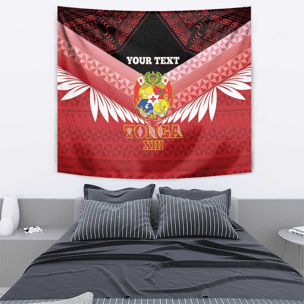 Custom Mate Maa Tonga XIII Tapestry Tongan Kupesi Ngatu - Rugby Style LT14 - Polynesian Pride