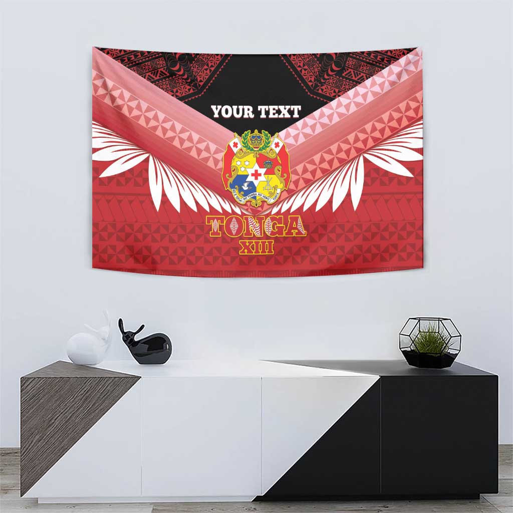 Custom Mate Maa Tonga XIII Tapestry Tongan Kupesi Ngatu - Rugby Style LT14 - Polynesian Pride