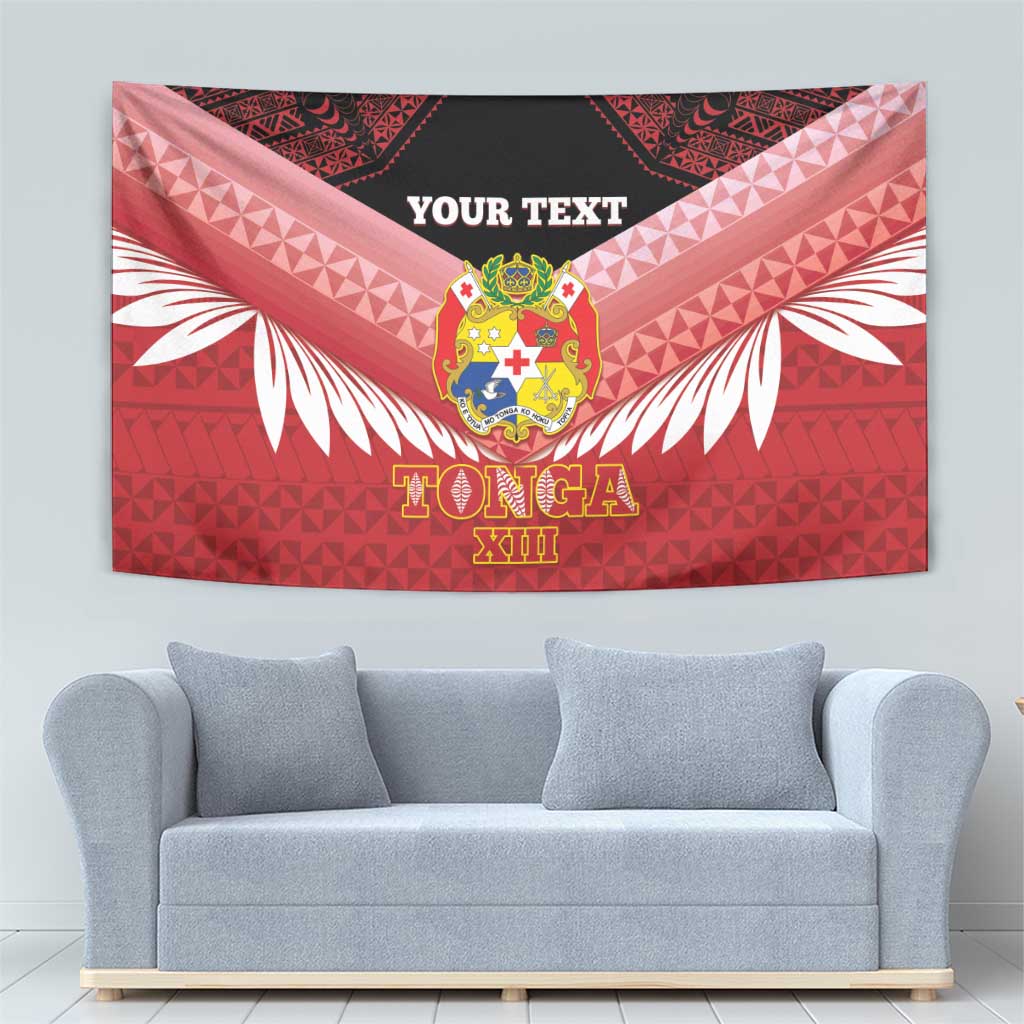 Custom Mate Maa Tonga XIII Tapestry Tongan Kupesi Ngatu - Rugby Style LT14 - Polynesian Pride