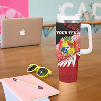 Personalised Mate Maa Tonga XIII Tumbler With Handle Tongan Kupesi Ngatu - Rugby Style LT14 - Polynesian Pride