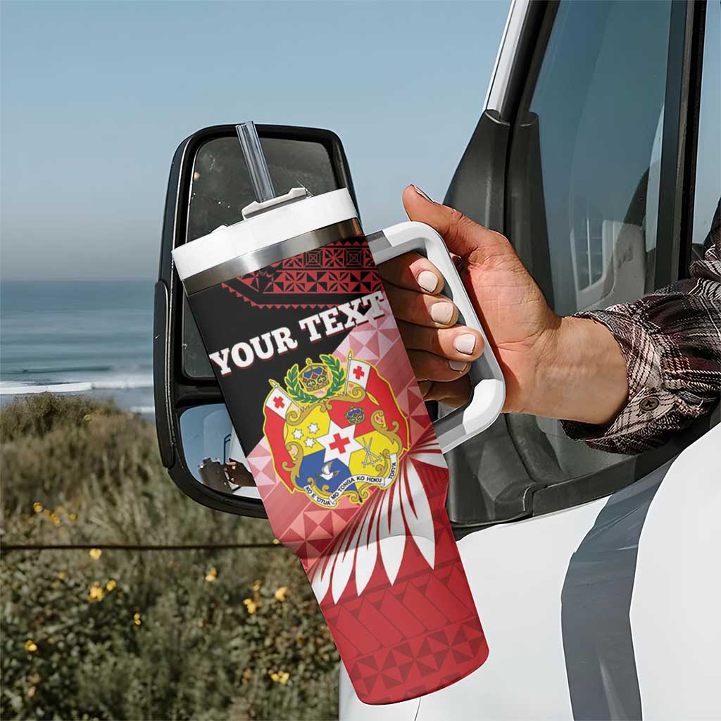 Personalised Mate Maa Tonga XIII Tumbler With Handle Tongan Kupesi Ngatu - Rugby Style LT14 - Polynesian Pride