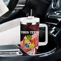 Personalised Mate Maa Tonga XIII Tumbler With Handle Tongan Kupesi Ngatu - Rugby Style LT14 - Polynesian Pride