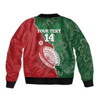 Custom Tonga And Australia Rugby Bomber Jacket Mate Maa Tongan Ngatu Mix Kangaroos Aboriginal LT14 - Polynesian Pride