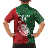 Custom Tonga And Australia Rugby Kid Hawaiian Shirt Mate Maa Tongan Ngatu Mix Kangaroos Aboriginal LT14 - Polynesian Pride