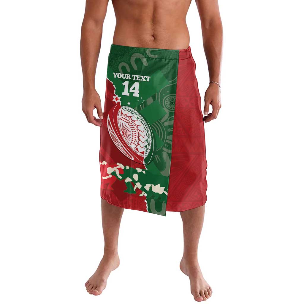 Custom Tonga And Australia Rugby Lavalava Mate Maa Tongan Ngatu Mix Kangaroos Aboriginal LT14 Green - Polynesian Pride