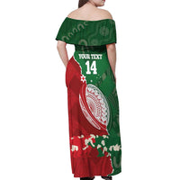 Custom Tonga And Australia Rugby Off Shoulder Maxi Dress Mate Maa Tongan Ngatu Mix Kangaroos Aboriginal LT14 - Polynesian Pride
