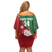 Custom Tonga And Australia Rugby Off Shoulder Short Dress Mate Maa Tongan Ngatu Mix Kangaroos Aboriginal LT14 - Polynesian Pride