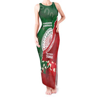 Custom Tonga And Australia Rugby Tank Maxi Dress Mate Maa Tongan Ngatu Mix Kangaroos Aboriginal LT14 Women Green - Polynesian Pride