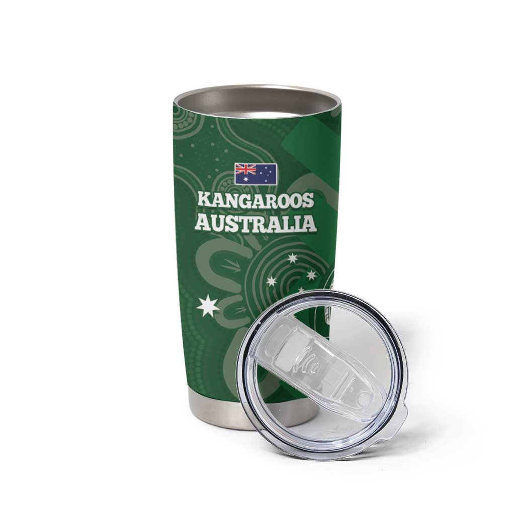 Tonga And Australia Rugby Tumbler Cup Mate Maa Tongan Ngatu Mix Kangaroos Aboriginal LT14 - Polynesian Pride