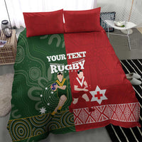 Custom Mate Maa Tonga And Kangaroo Australia Bedding Set Tongan Kupesi Mix Aboriginal Art LT14 - Polynesian Pride