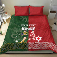Custom Mate Maa Tonga And Kangaroo Australia Bedding Set Tongan Kupesi Mix Aboriginal Art LT14 - Polynesian Pride