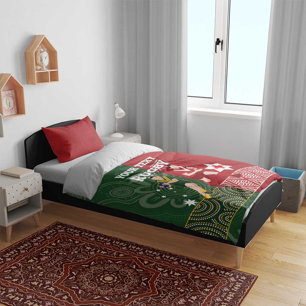 Custom Mate Maa Tonga And Kangaroo Australia Bedding Set Tongan Kupesi Mix Aboriginal Art LT14 - Polynesian Pride