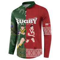 Custom Mate Maa Tonga And Kangaroo Australia Button Sweatshirt Tongan Kupesi Mix Aboriginal Art LT14 - Polynesian Pride