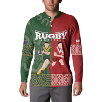 Custom Mate Maa Tonga And Kangaroo Australia Button Sweatshirt Tongan Kupesi Mix Aboriginal Art LT14 - Polynesian Pride