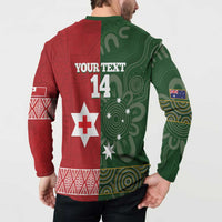 Custom Mate Maa Tonga And Kangaroo Australia Button Sweatshirt Tongan Kupesi Mix Aboriginal Art LT14 - Polynesian Pride