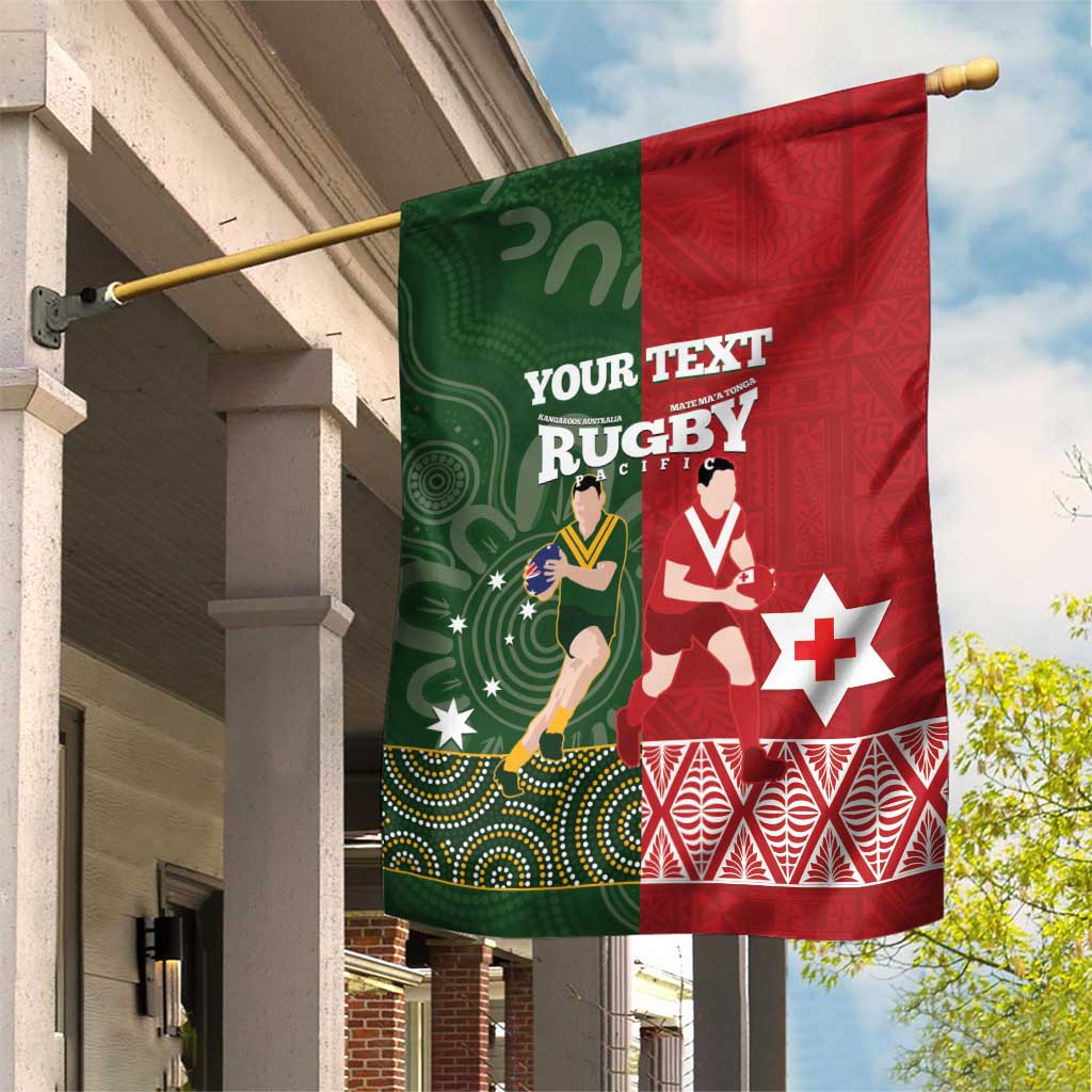 Custom Mate Maa Tonga And Kangaroo Australia Garden Flag Tongan Kupesi Mix Aboriginal Art LT14 House Flag Green - Polynesian Pride