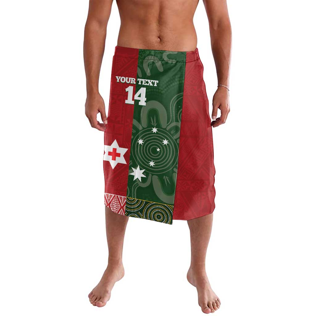 Custom Mate Maa Tonga And Kangaroo Australia Lavalava Tongan Kupesi Mix Aboriginal Art LT14 Green - Polynesian Pride