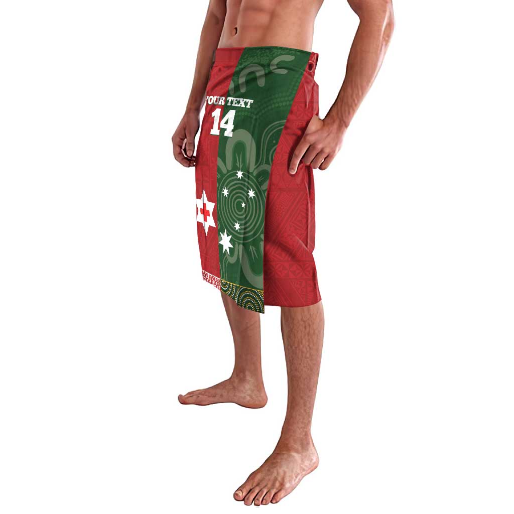 Custom Mate Maa Tonga And Kangaroo Australia Lavalava Tongan Kupesi Mix Aboriginal Art LT14 - Polynesian Pride