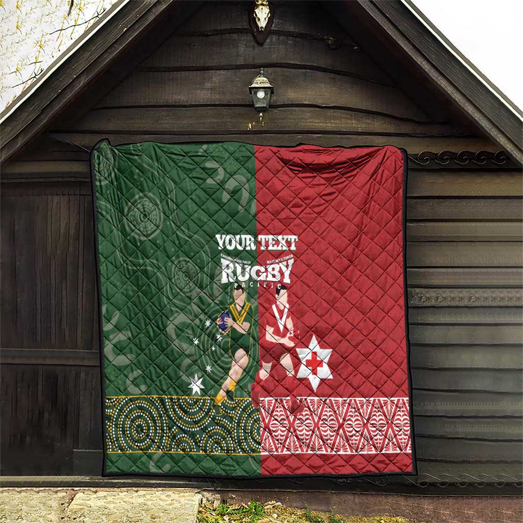 Custom Mate Maa Tonga And Kangaroo Australia Quilt Tongan Kupesi Mix Aboriginal Art LT14 - Polynesian Pride
