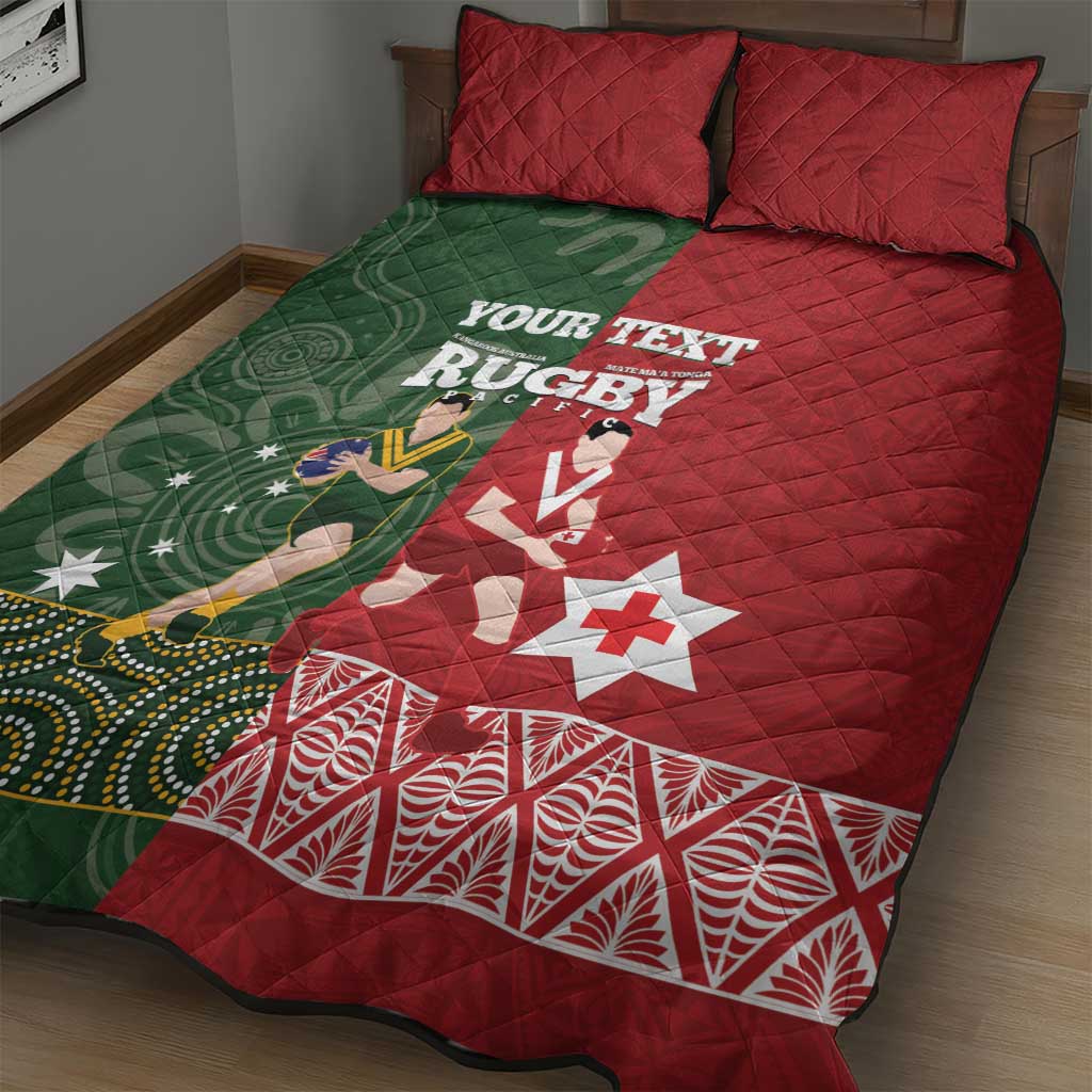 Custom Mate Maa Tonga And Kangaroo Australia Quilt Bed Set Tongan Kupesi Mix Aboriginal Art LT14 - Polynesian Pride