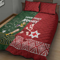 Custom Mate Maa Tonga And Kangaroo Australia Quilt Bed Set Tongan Kupesi Mix Aboriginal Art LT14 - Polynesian Pride