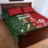Custom Mate Maa Tonga And Kangaroo Australia Quilt Bed Set Tongan Kupesi Mix Aboriginal Art LT14 - Polynesian Pride