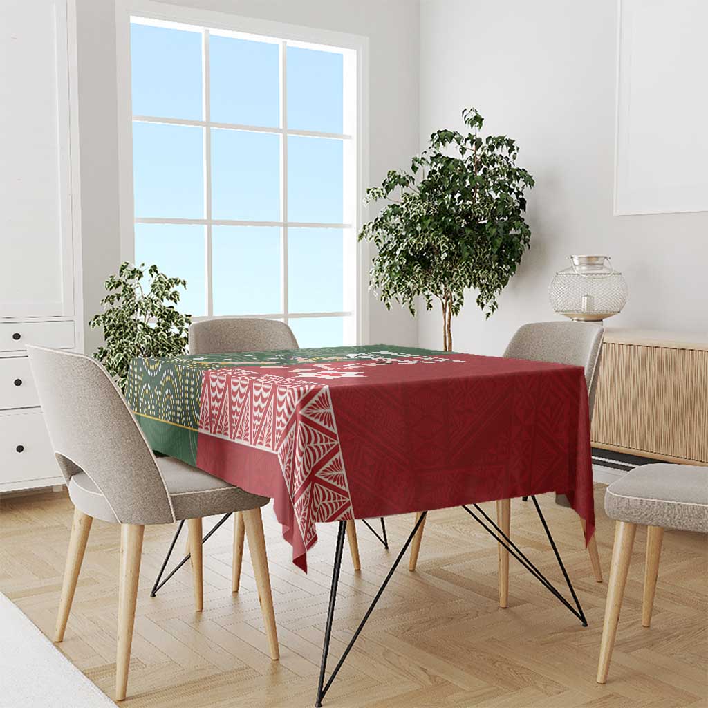 Custom Mate Maa Tonga And Kangaroo Australia Tablecloth Tongan Kupesi Mix Aboriginal Art LT14 - Polynesian Pride