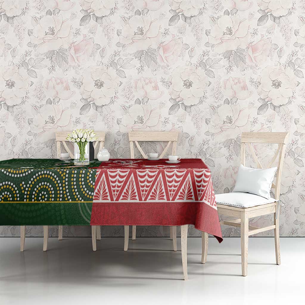 Custom Mate Maa Tonga And Kangaroo Australia Tablecloth Tongan Kupesi Mix Aboriginal Art LT14 - Polynesian Pride