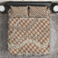 Brown Aloha Hawaii Shell Lei Bedding Set Palaka Hebrew Cone Honey Cowrie Elegant Curves LT14 Brown - Polynesian Pride
