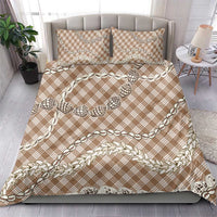 Brown Aloha Hawaii Shell Lei Bedding Set Palaka Hebrew Cone Honey Cowrie Elegant Curves LT14 - Polynesian Pride