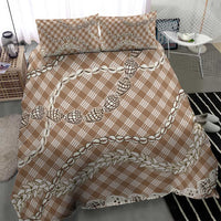 Brown Aloha Hawaii Shell Lei Bedding Set Palaka Hebrew Cone Honey Cowrie Elegant Curves LT14 - Polynesian Pride