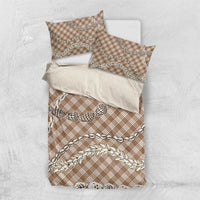 Brown Aloha Hawaii Shell Lei Bedding Set Palaka Hebrew Cone Honey Cowrie Elegant Curves LT14 US Twin 172cm x 218cm Brown - Polynesian Pride