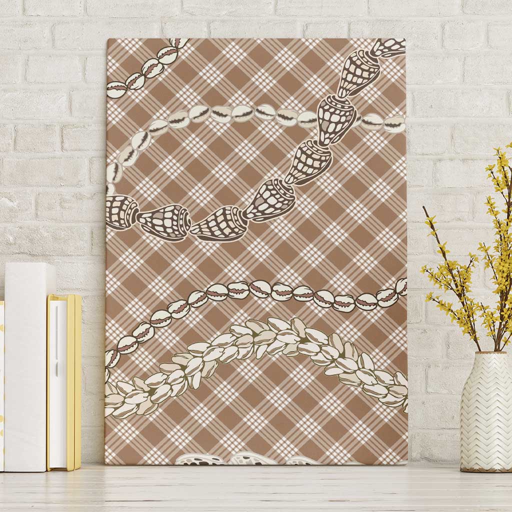 Brown Aloha Hawaii Shell Lei Canvas Wall Art Palaka Hebrew Cone Honey Cowrie Elegant Curves LT14 Without Frame Brown - Polynesian Pride
