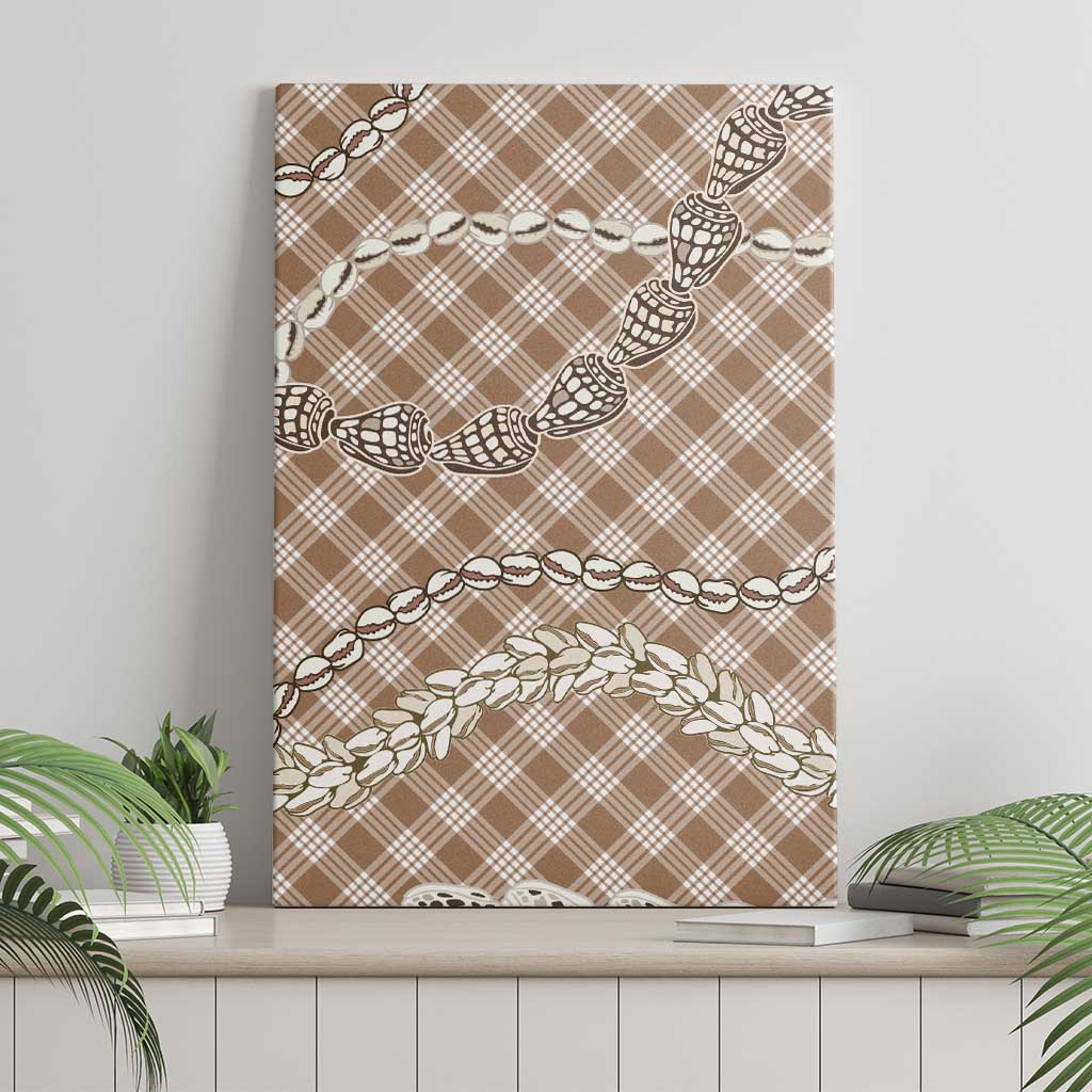 Brown Aloha Hawaii Shell Lei Canvas Wall Art Palaka Hebrew Cone Honey Cowrie Elegant Curves LT14 - Polynesian Pride