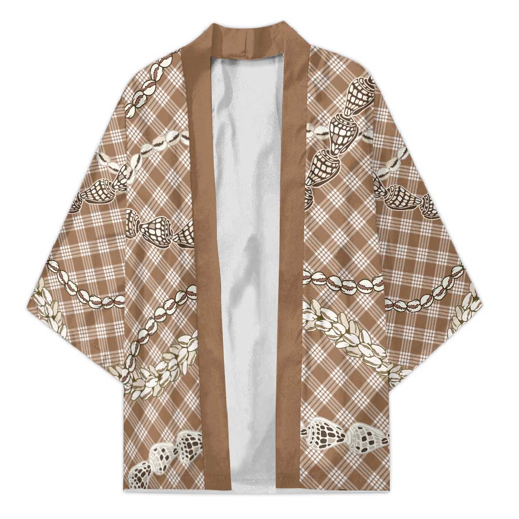Brown Aloha Hawaii Shell Lei Kimono Palaka Hebrew Cone Honey Cowrie Elegant Curves LT14 Unisex Brown - Polynesian Pride