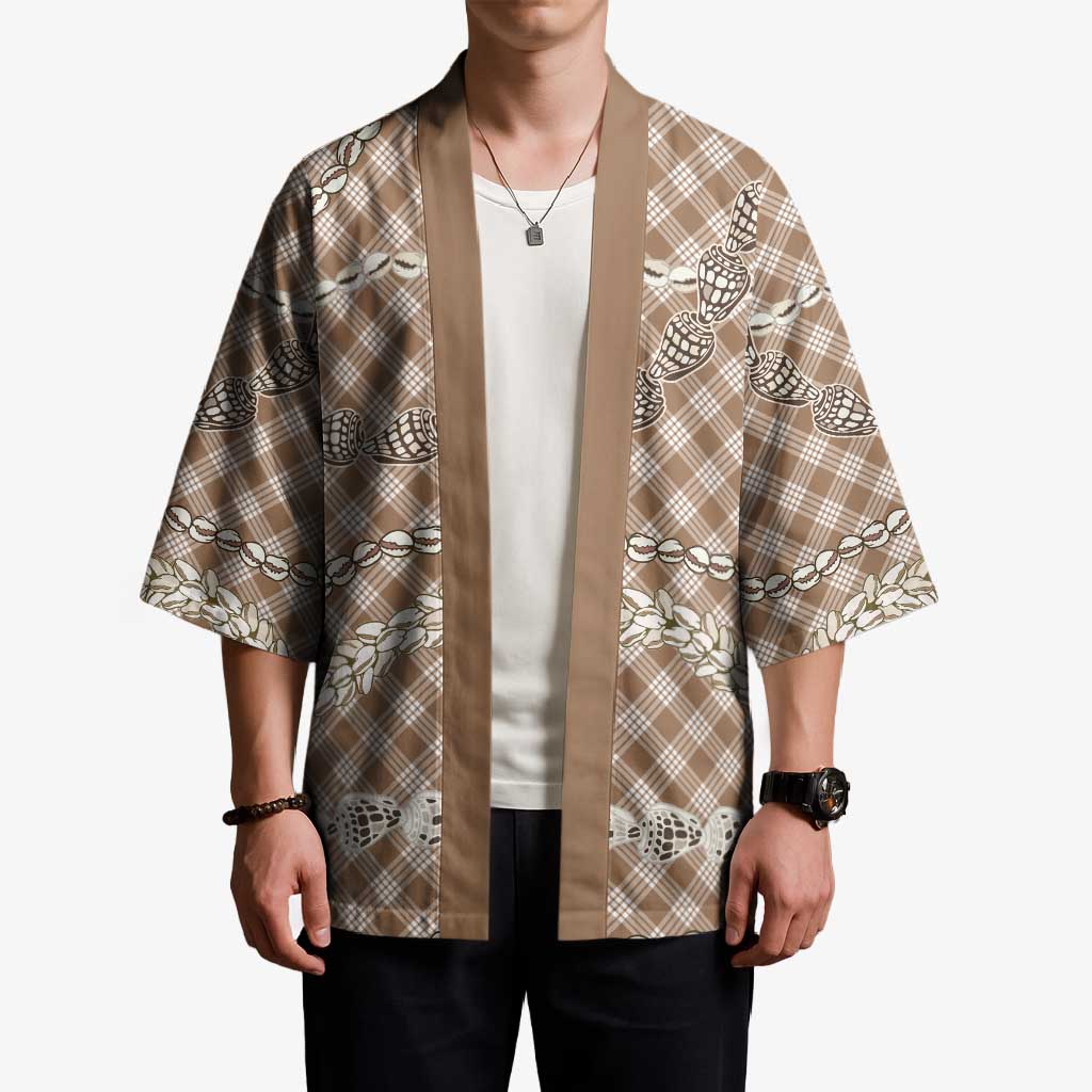 Brown Aloha Hawaii Shell Lei Kimono Palaka Hebrew Cone Honey Cowrie Elegant Curves LT14 - Polynesian Pride