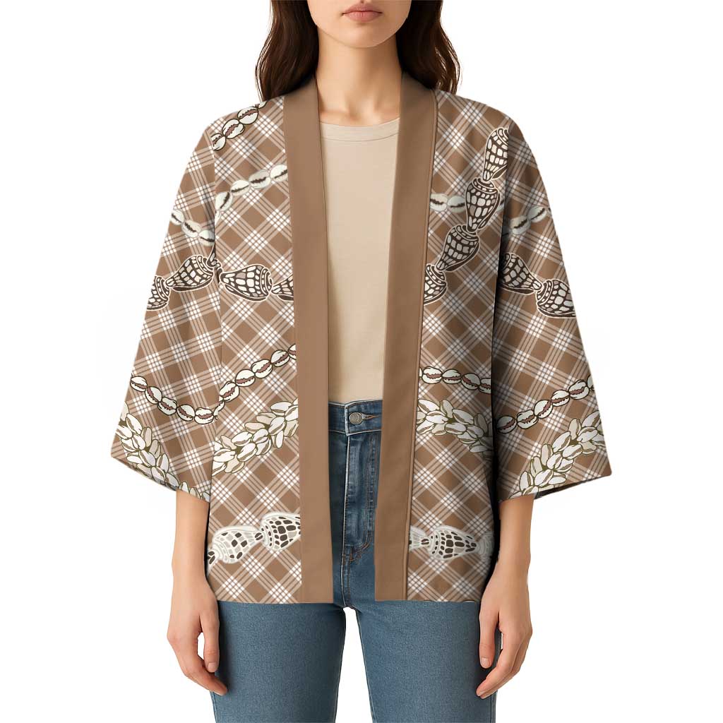 Brown Aloha Hawaii Shell Lei Kimono Palaka Hebrew Cone Honey Cowrie Elegant Curves LT14 - Polynesian Pride