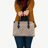 Brown Aloha Hawaii Shell Lei Leather Bag Palaka Hebrew Cone Honey Cowrie Elegant Curves LT14 - Polynesian Pride